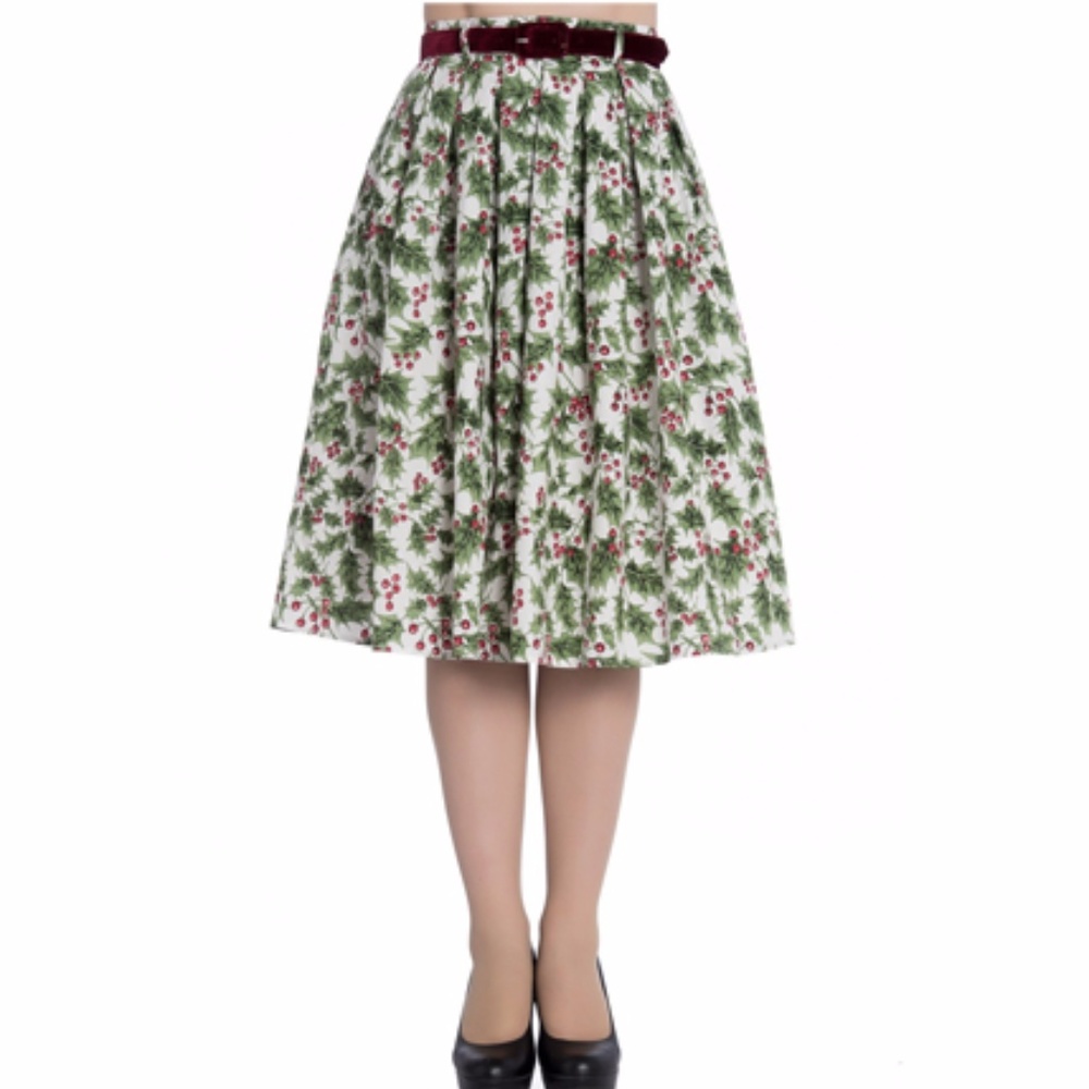 Hell Bunny Holly Pinup Skirt Christmas Rockabilly